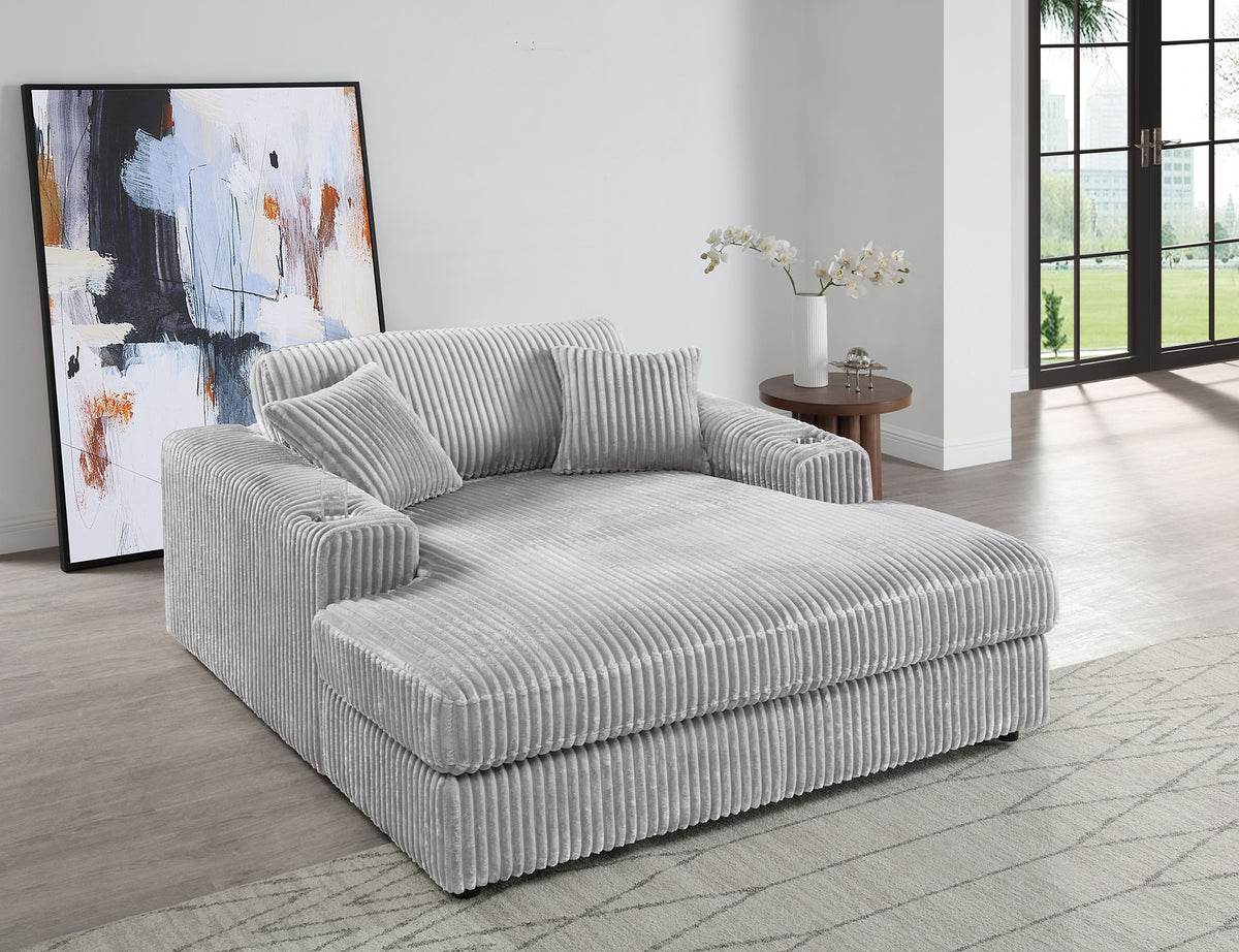 Hilde Light Gray Corduroy Chaise w/2 Pillows