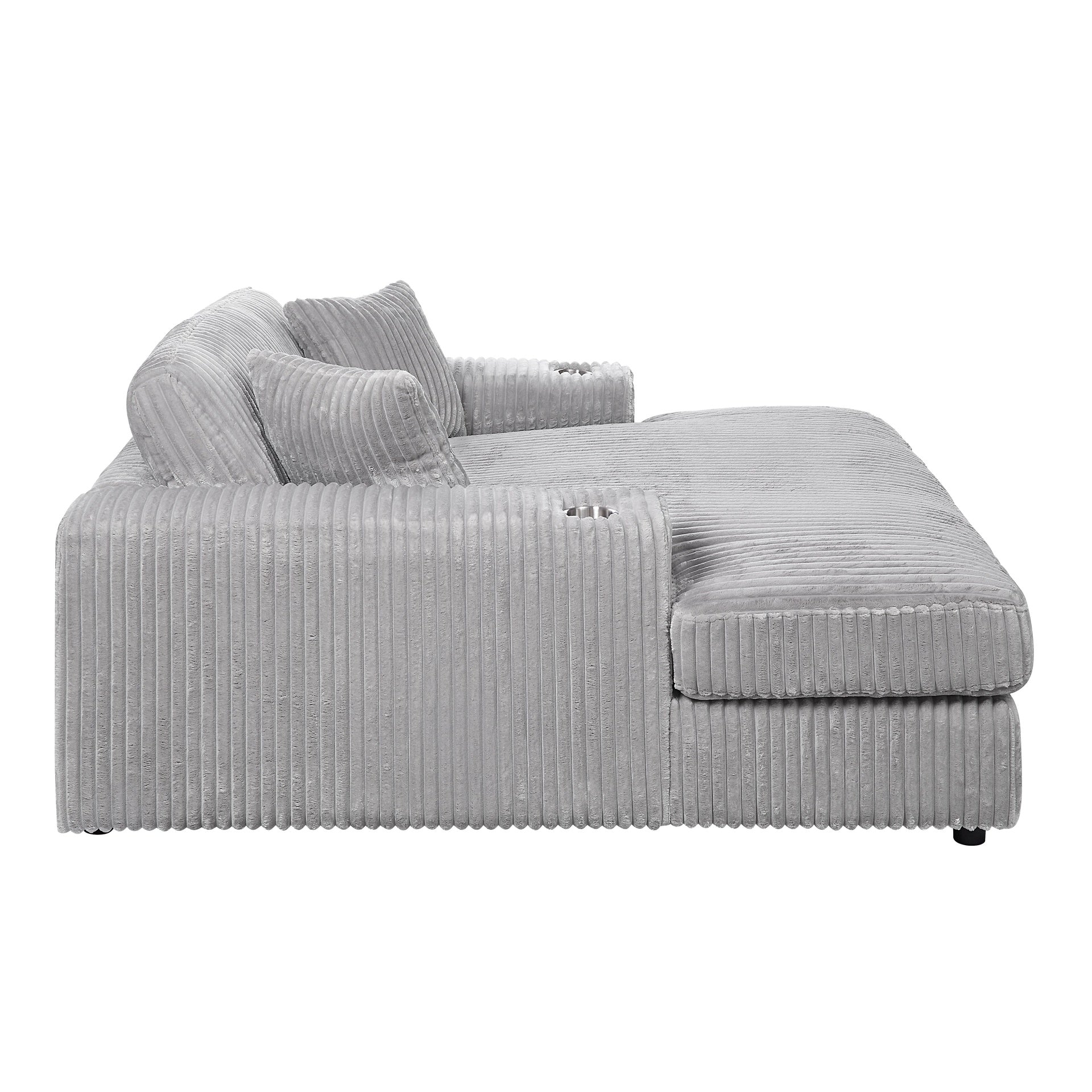 Hilde Light Gray Corduroy Chaise w/2 Pillows