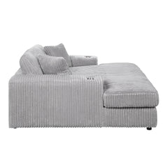 Hilde Light Gray Corduroy Chaise w/2 Pillows