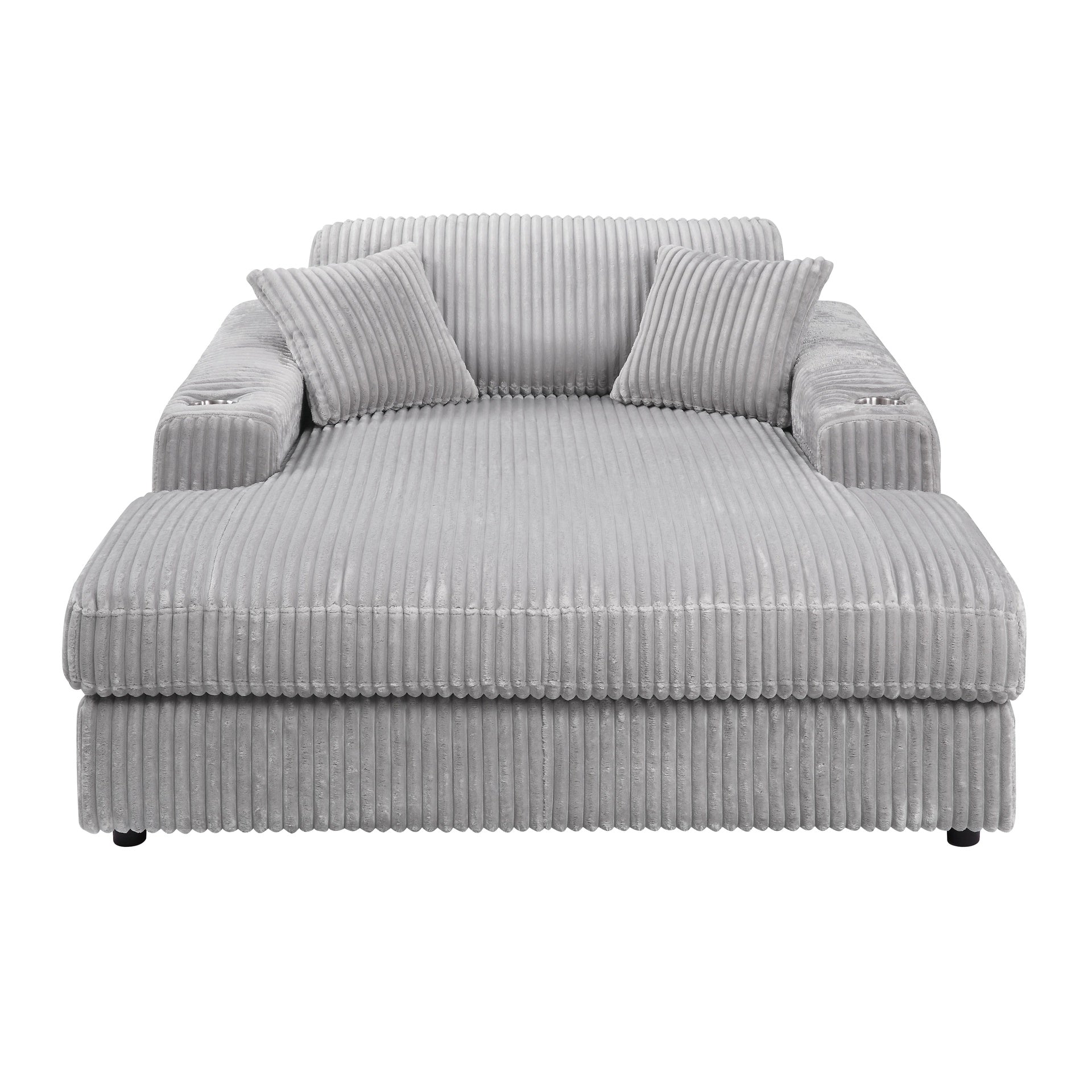 Hilde Light Gray Corduroy Chaise w/2 Pillows