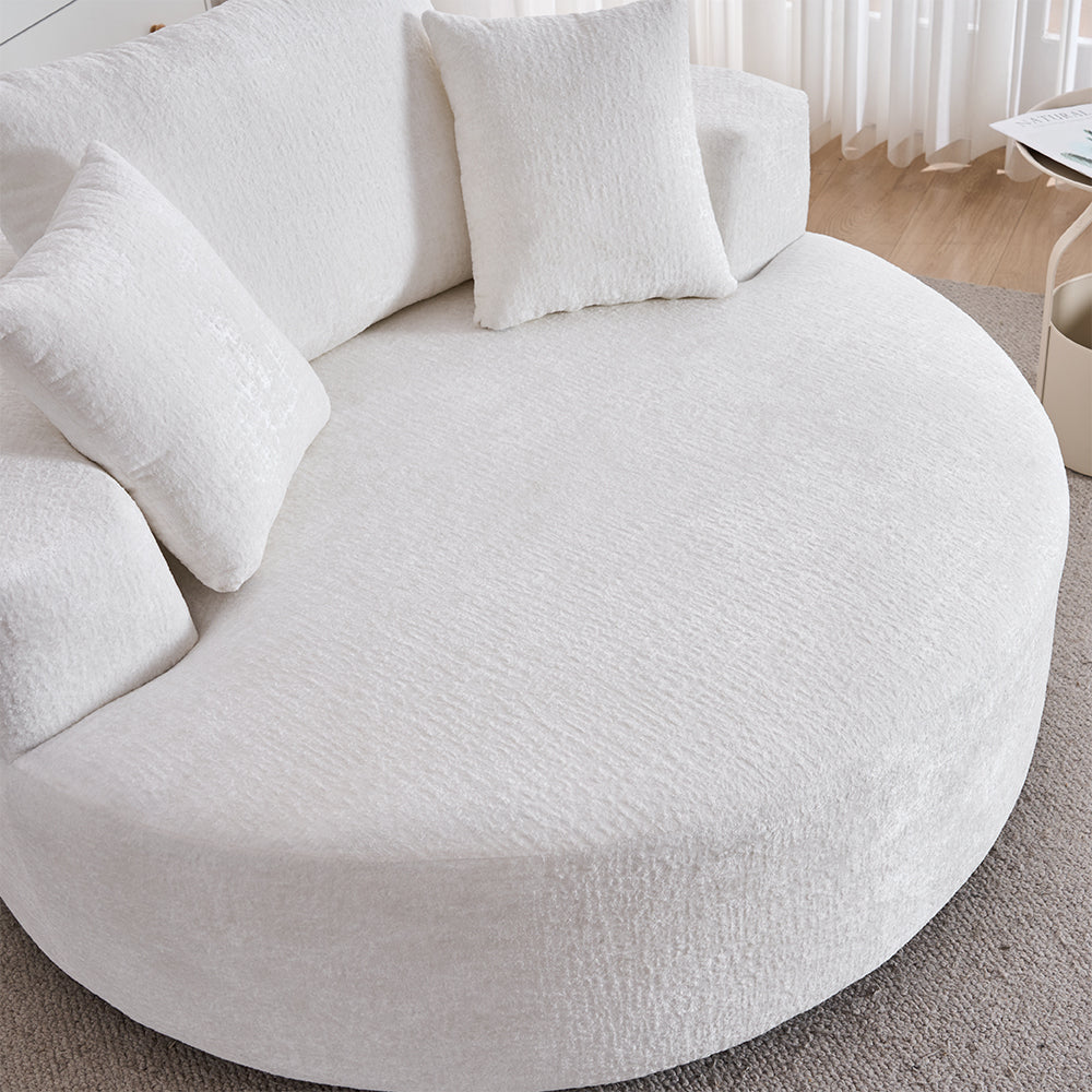 Round Accent Chair, 360 Swivel Chenille Barrel Chair, Fluffy Modern Sleeper for Living Room, Bedroom, Reading Room and Lounge