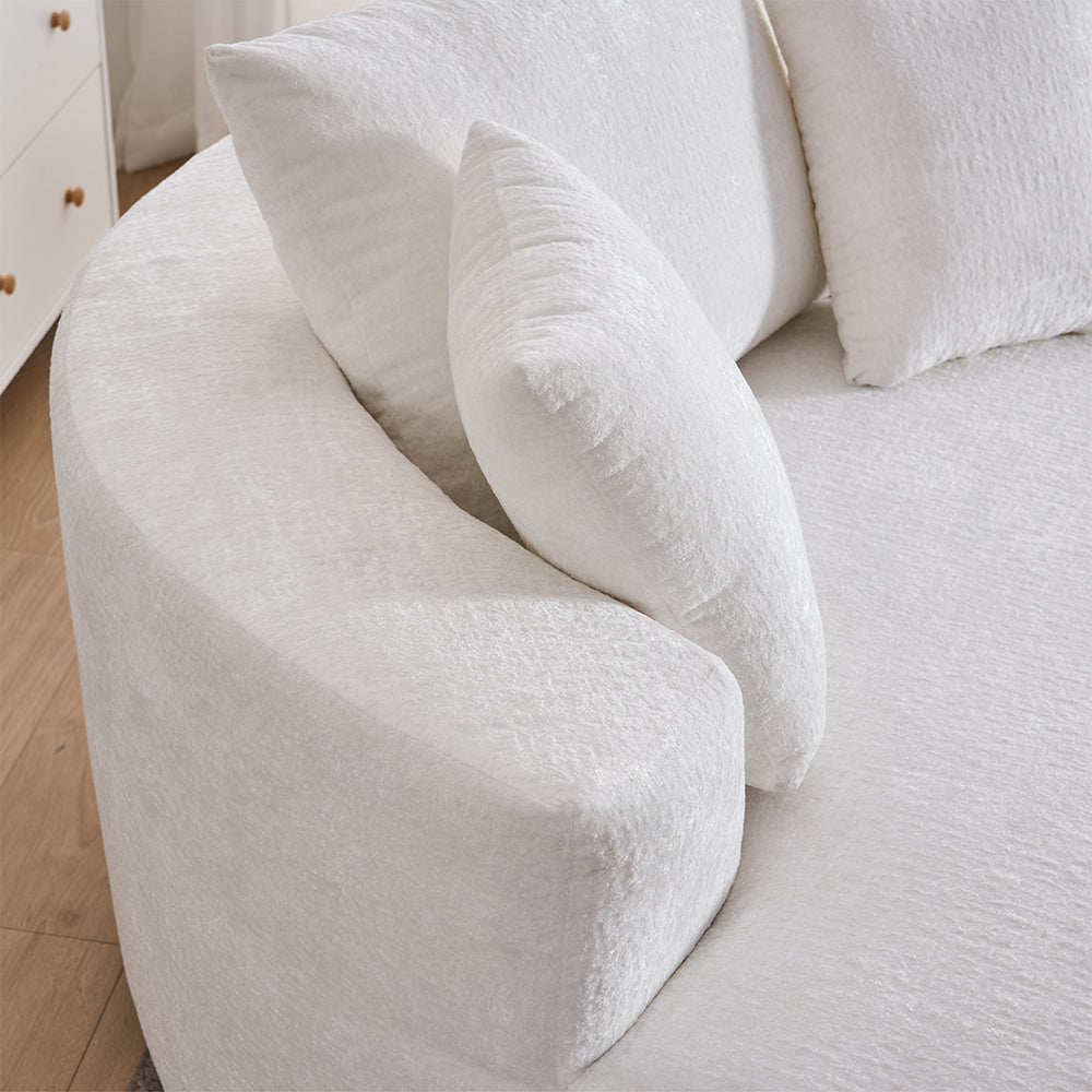Round Accent Chair, 360 Swivel Chenille Barrel Chair, Fluffy Modern Sleeper for Living Room, Bedroom, Reading Room and Lounge