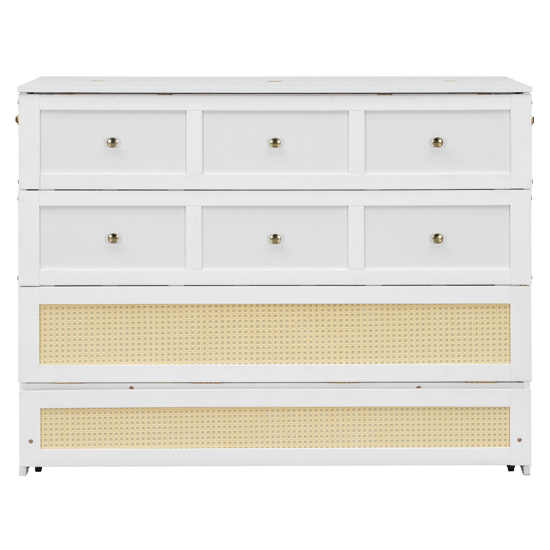 Full Size Murphy Bed with Large Drawers,White