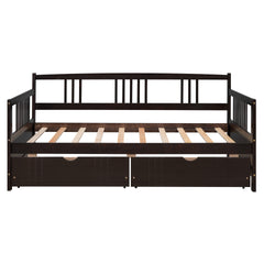 Twin Size Daybed Wood Bed with Two Drawers,Espresso