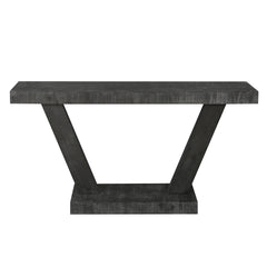 60 Inches Vintage Distressed Wood Entryway Bench with 2-Tier Solid Wood Veneer Storage Cabinet, Rustic Wide Design for Hallway, Living Room & Behind Sofa, Antique Black