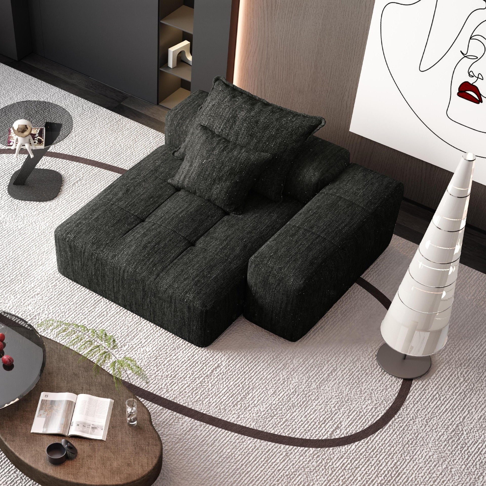 Modern Oversized Modular Sectional Sofa,Sparkling Chenille Fabric Soft Cushion Sofa with 2 Pillows,DIY Combination Tufted Sofa,No Assembly Required
