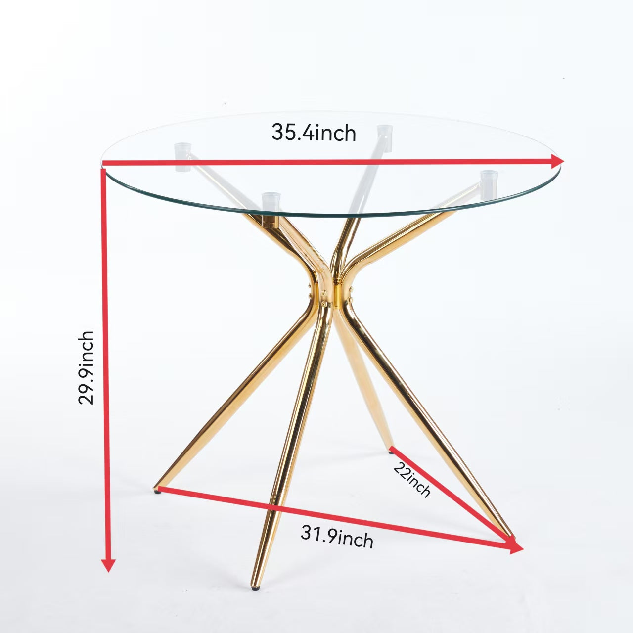 Dining Table with chrome metal leg and tempered glass,Modern Space Saving Kitchen Table for Living Room,chrome color metal legs