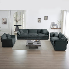 Modern Sofa Couch, 3 Piece Set Extra Deep Seat Sectional Sofa for Living Room, Oversized Sofa, 3 Seat Sofa, Loveseat and Single Sofa, Gray Chenille