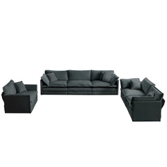 Modern Sofa Couch, 3 Piece Set Extra Deep Seat Sectional Sofa for Living Room, Oversized Sofa, 3 Seat Sofa, Loveseat and Single Sofa, Gray Chenille