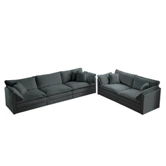 Sofa Set of 2 Chenille Couch, 2+3 Seater Sofa Set Deep Seat Sofa, Modern Sofa Set for Living Room, Gray Chenille