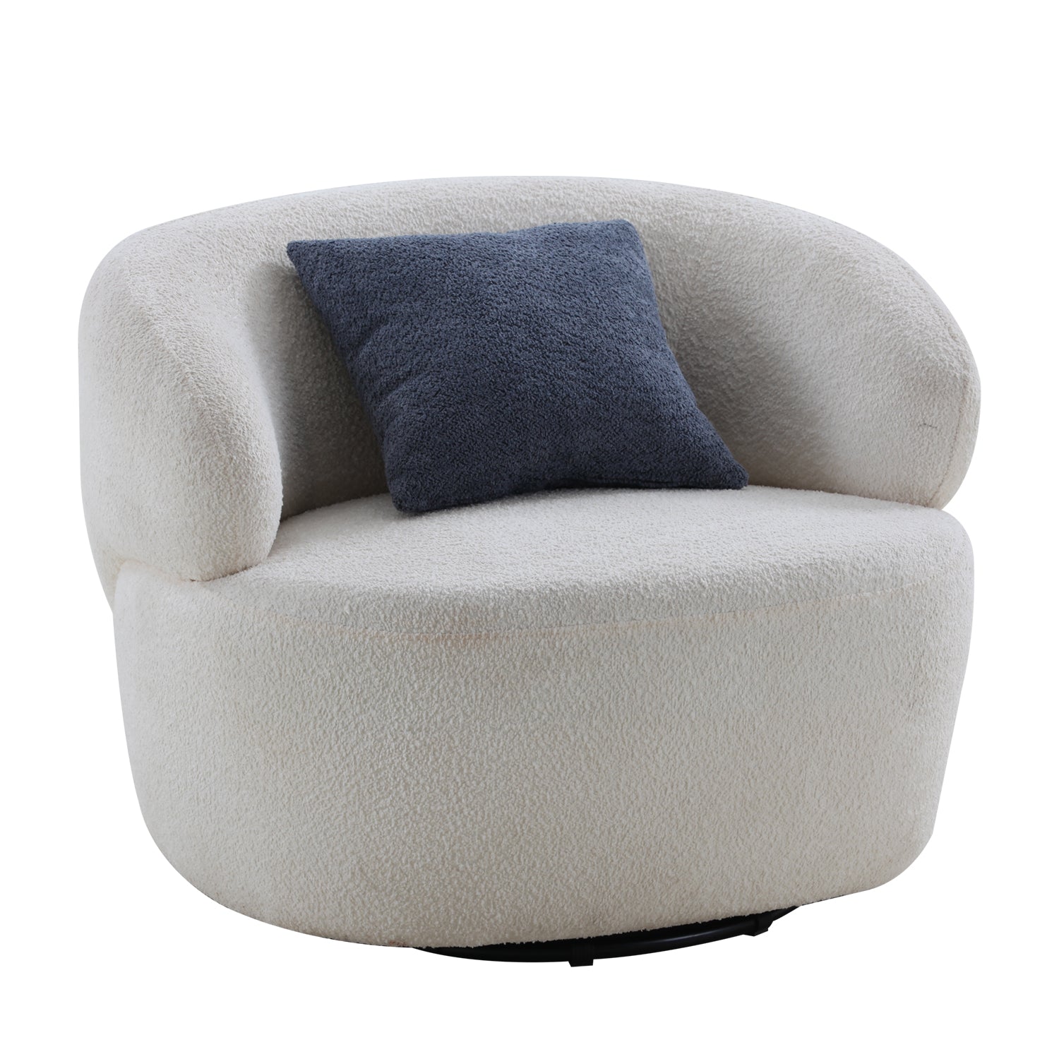 Swivel Barrel Chair Living Room, Single Chair for Small Space Comfy Round Sofa Chair Boucle Accent Chair Circle Sherpa (Beige)(Same Sku:W876P199947)