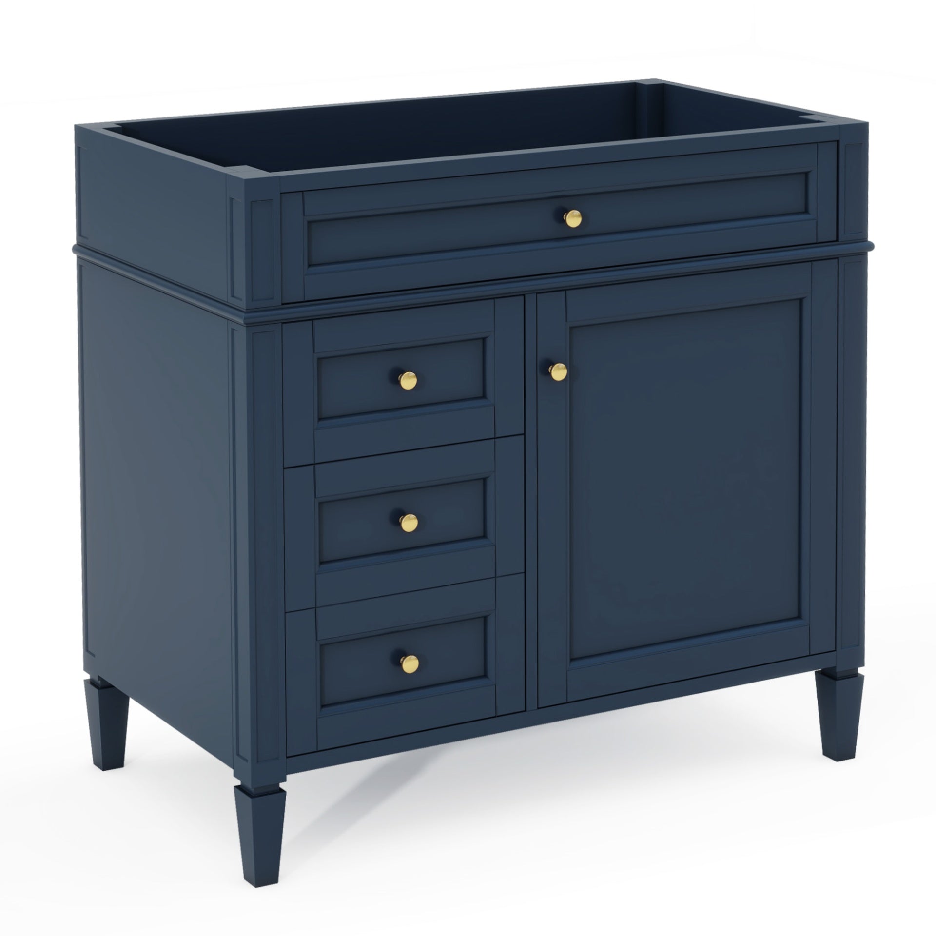 36'' Bathroom Vanity without Top Sink, Modern Bathroom Storage Cabinet with 2 Drawers and a Tip-out Drawer, Solid Wood Frame (NOT INCLUDE BASIN SINK; REPLACE WF315154AAC)