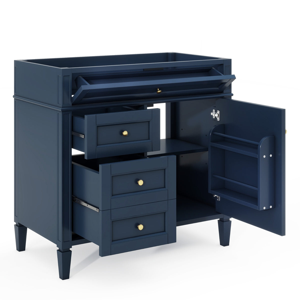 36'' Bathroom Vanity without Top Sink, Modern Bathroom Storage Cabinet with 2 Drawers and a Tip-out Drawer, Solid Wood Frame (NOT INCLUDE BASIN SINK; REPLACE WF315154AAC)
