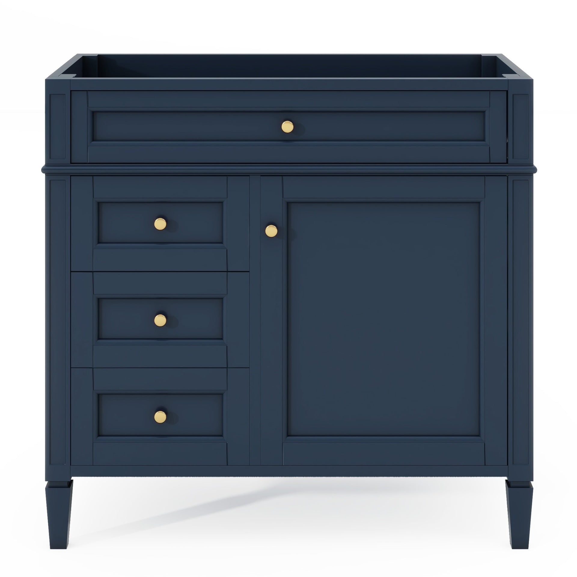 36'' Bathroom Vanity without Top Sink, Modern Bathroom Storage Cabinet with 2 Drawers and a Tip-out Drawer, Solid Wood Frame (NOT INCLUDE BASIN SINK; REPLACE WF315154AAC)