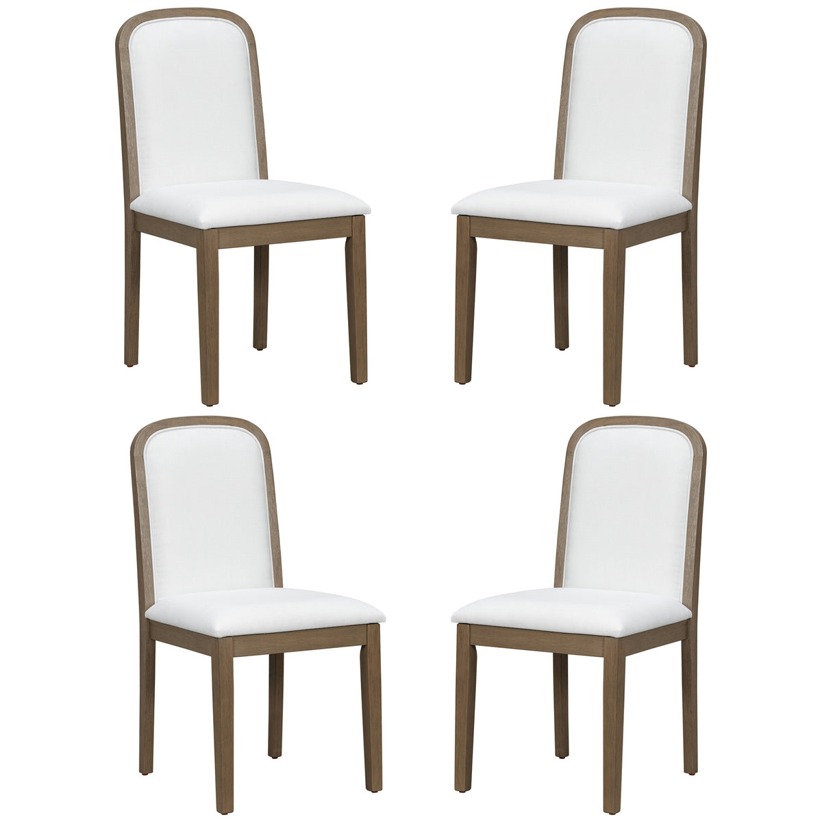 TREXM Vintage Style Dining Chair Set with 4 Upholstered Chairs for Dining Room and Living Room (Espresso)
