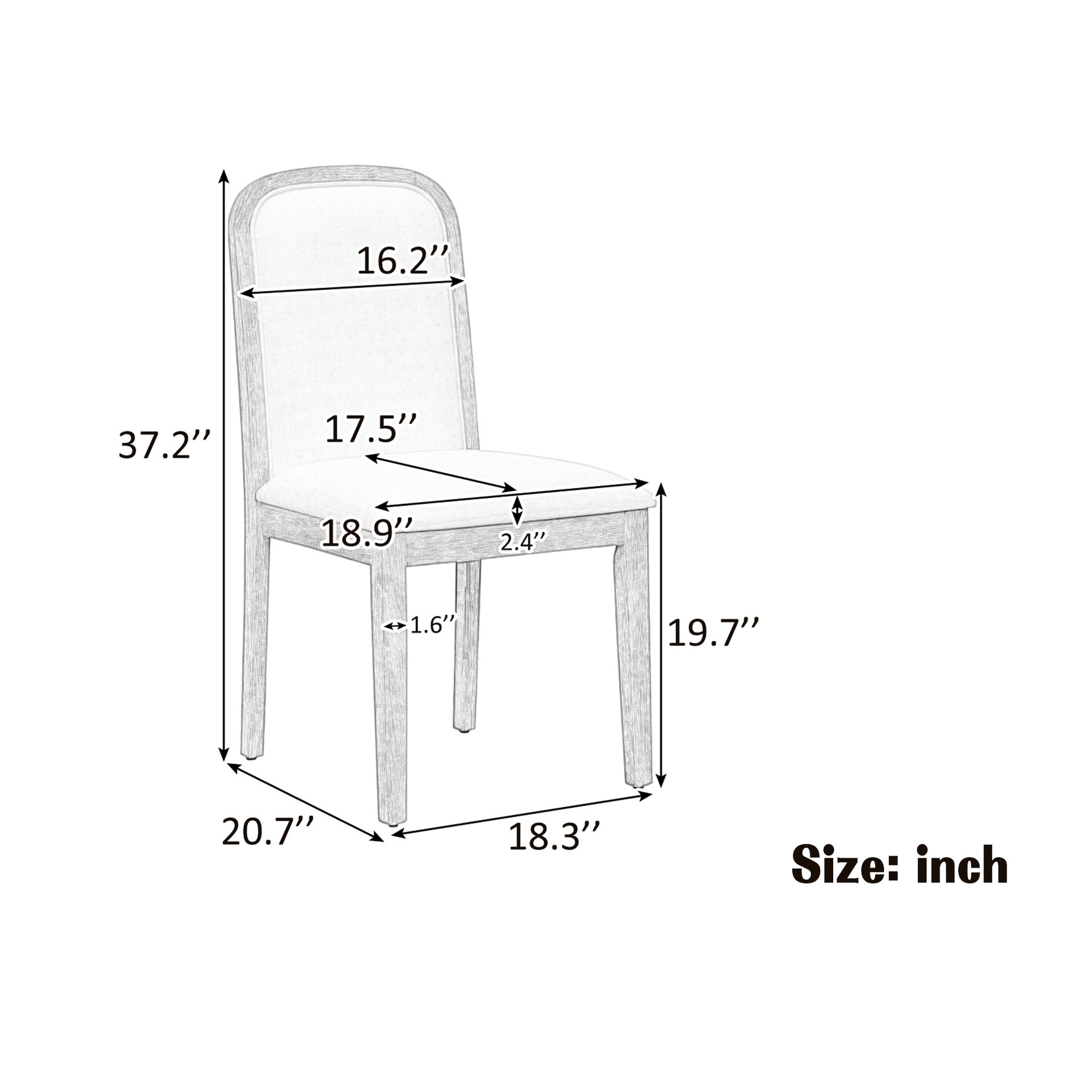 TREXM Vintage Style Dining Chair Set with 4 Upholstered Chairs for Dining Room and Living Room (Espresso)