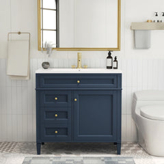 36'' Bathroom Vanity with Top Sink, Modern Bathroom Storage Cabinet with 2 Drawers and a Tip-out Drawer, Single Sink Bathroom Vanity