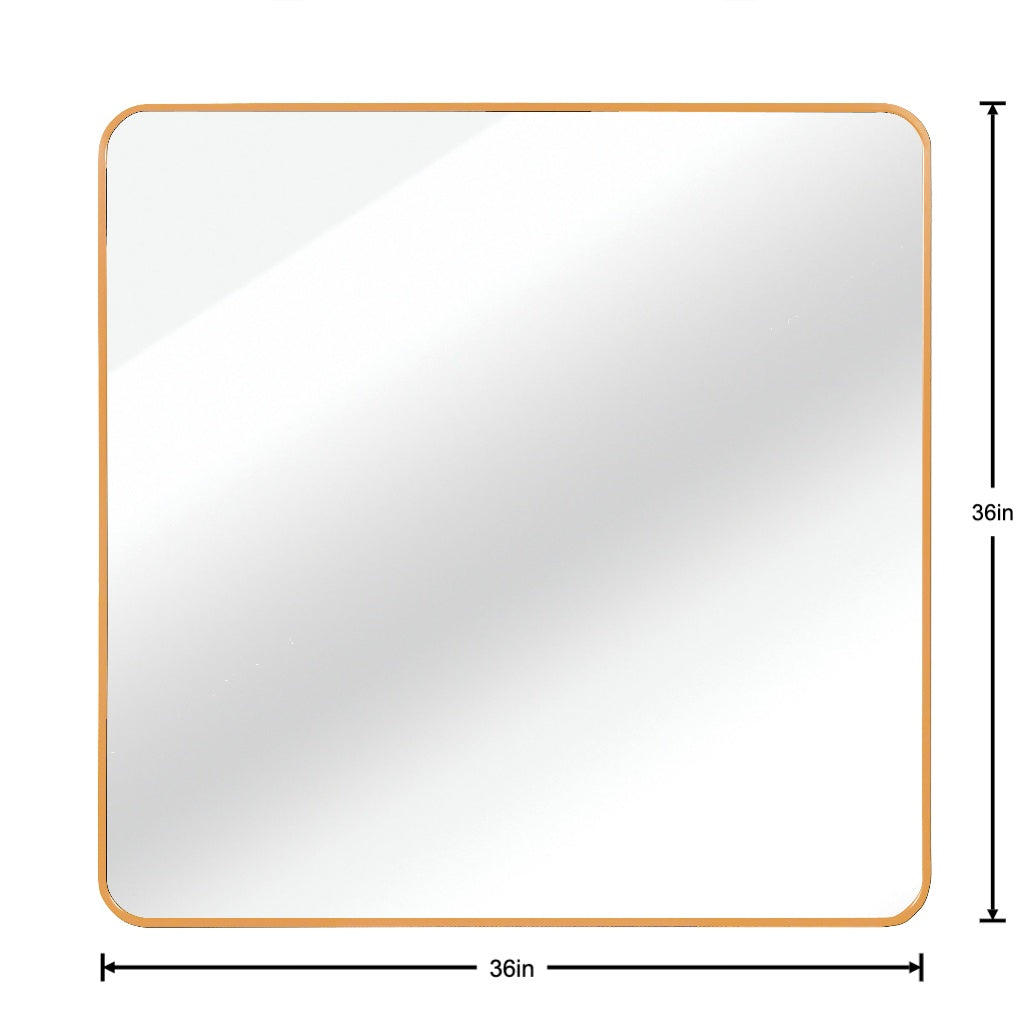 36in x 36in Inch Gold Metal Framed Square Bathrrom Mirror for Wall.