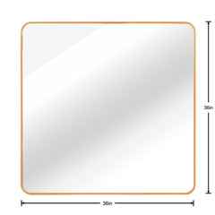 36in x 36in Inch Gold Metal Framed Square Bathrrom Mirror for Wall.