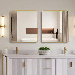 36in x 36in Inch Gold Metal Framed Square Bathrrom Mirror for Wall.