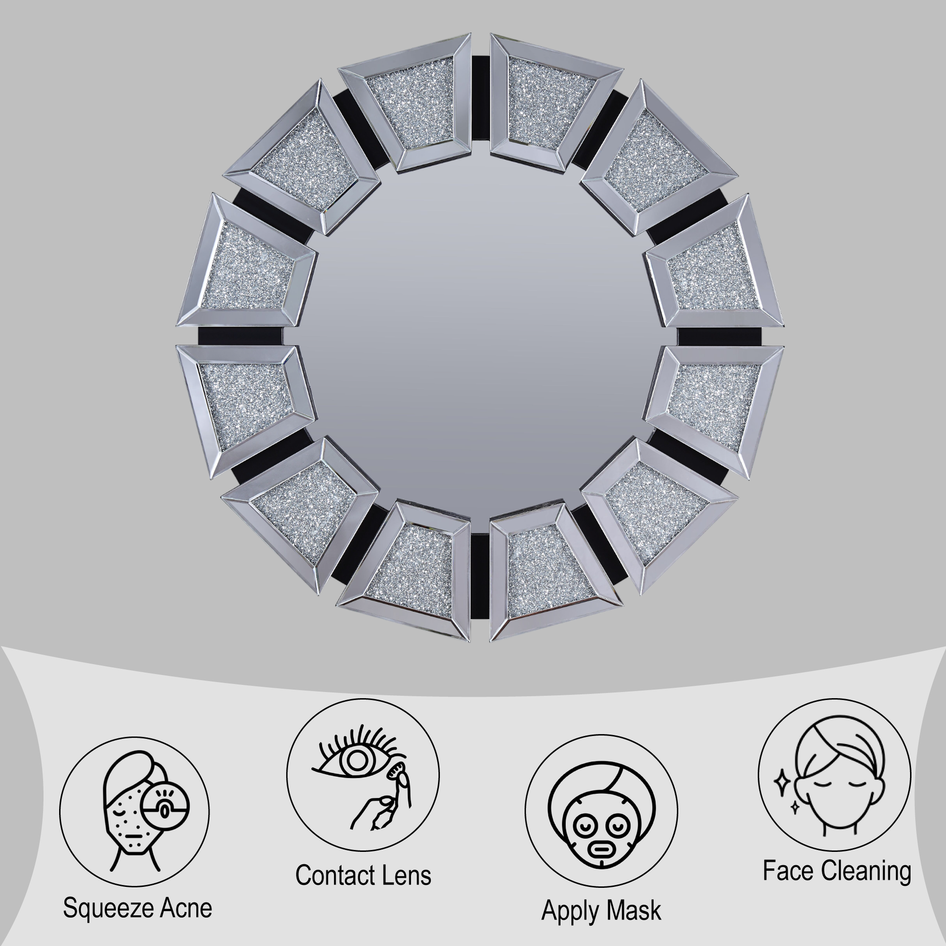 Noralie Mirrored, Faux Diamonds Accent Mirror (Assembled)