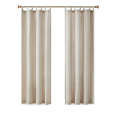 Faux Linen Tab Top Fleece Lined Curtain Panel(Only 1 Pc Panel)