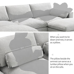 86.5'' Chenille Modular Sectional Sofa with Storage Pockets, 5 Seat U Shaped Couch Set with Pillows,Free Combination,Modern Cloud Sofa with 2 Movable Ottoman for Living Room,Apartment,3 Colors