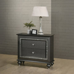 1pc Transitional Metallic Gray Finish Nightstand with Two Storage Drawers Wooden Bedroom Furniture
