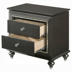 1pc Transitional Metallic Gray Finish Nightstand with Two Storage Drawers Wooden Bedroom Furniture