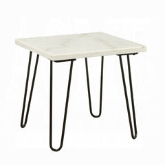Modern Elegance White Marble End Table 1pc Luxury Living Room Furniture Black Finish Legs Side Table