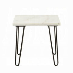 Modern Elegance White Marble End Table 1pc Luxury Living Room Furniture Black Finish Legs Side Table