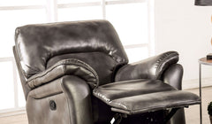 Dark Gray Finish Stand Alone Glider Recliner Transitional Style Pillow Arms Welt Trim Primary Living space
