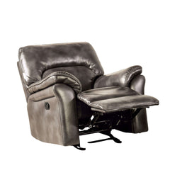 Dark Gray Finish Stand Alone Glider Recliner Transitional Style Pillow Arms Welt Trim Primary Living space