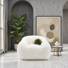 Contemporary Style Soft And Luxurious Accent Swivel Chair White Finish Ball Pillow Included Primary Living Room