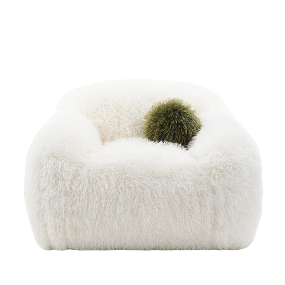 Contemporary Style Soft And Luxurious Accent Swivel Chair White Finish Ball Pillow Included Primary Living Room
