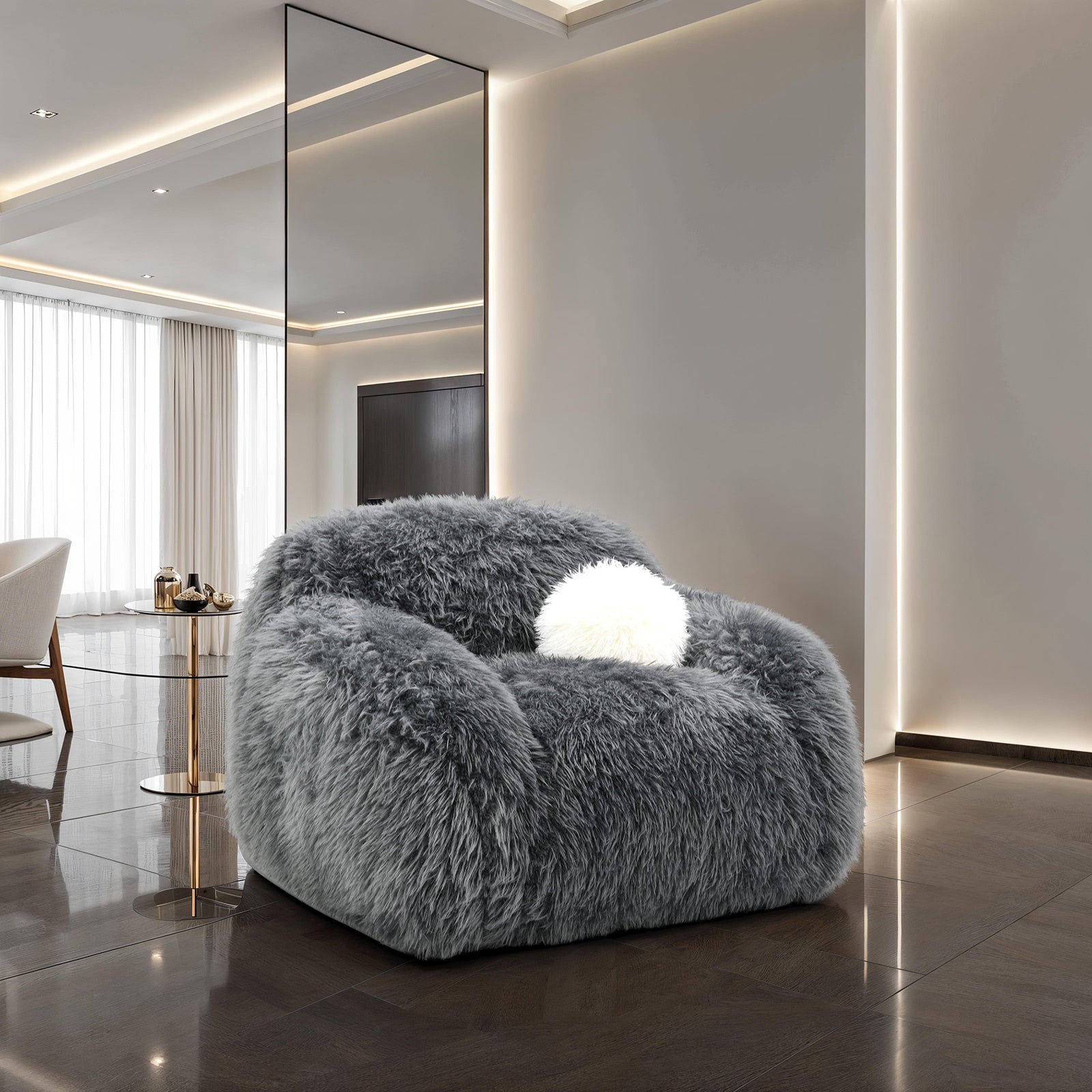 Dark Gray Finish Contemporary Soft And Luxurious Accent Swivel Chair Primary Living Room Ball Pillow Included