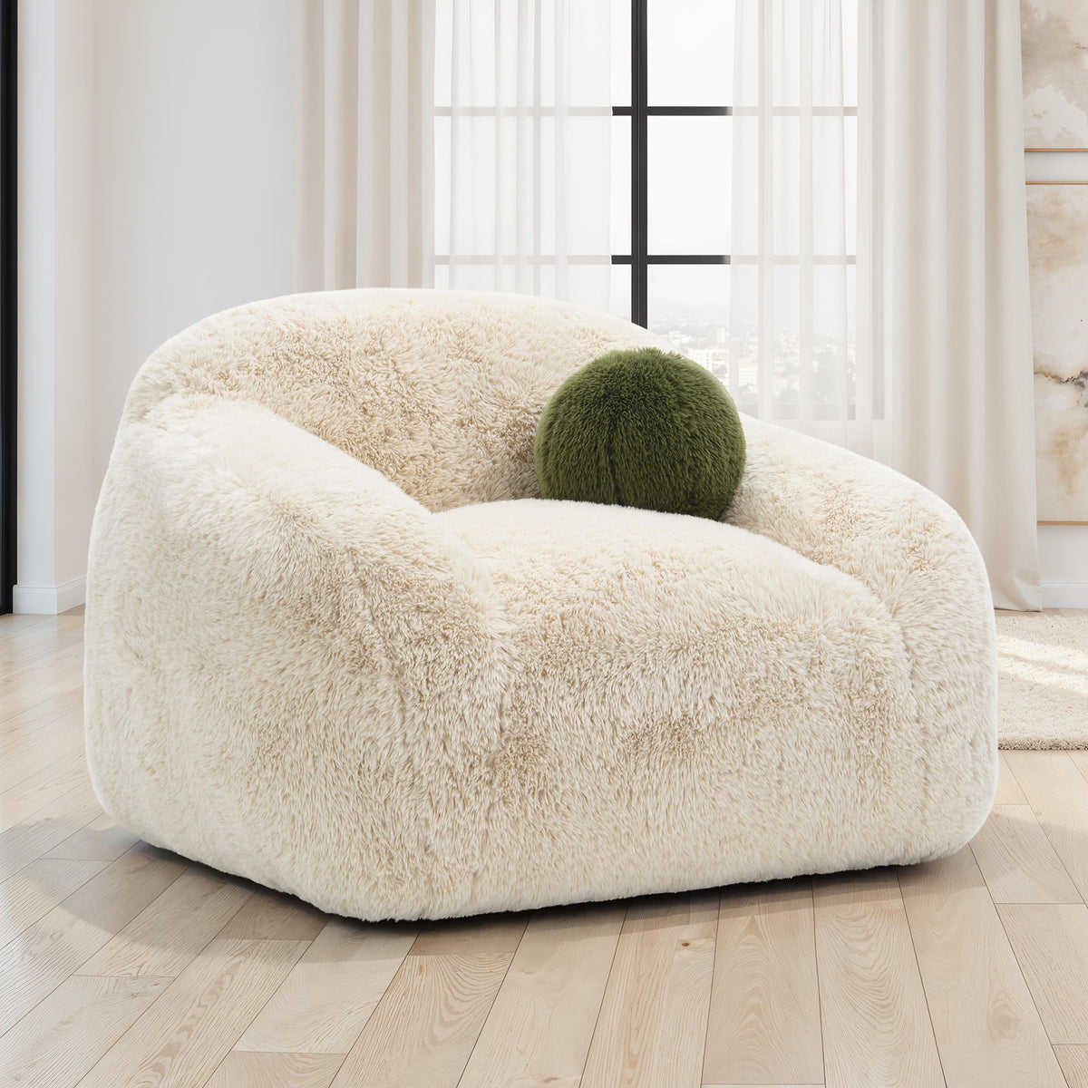 Sand Finish Contemporary Soft And Luxurious Accent Swivel Chair Primary Living Room Ball Pillow Included