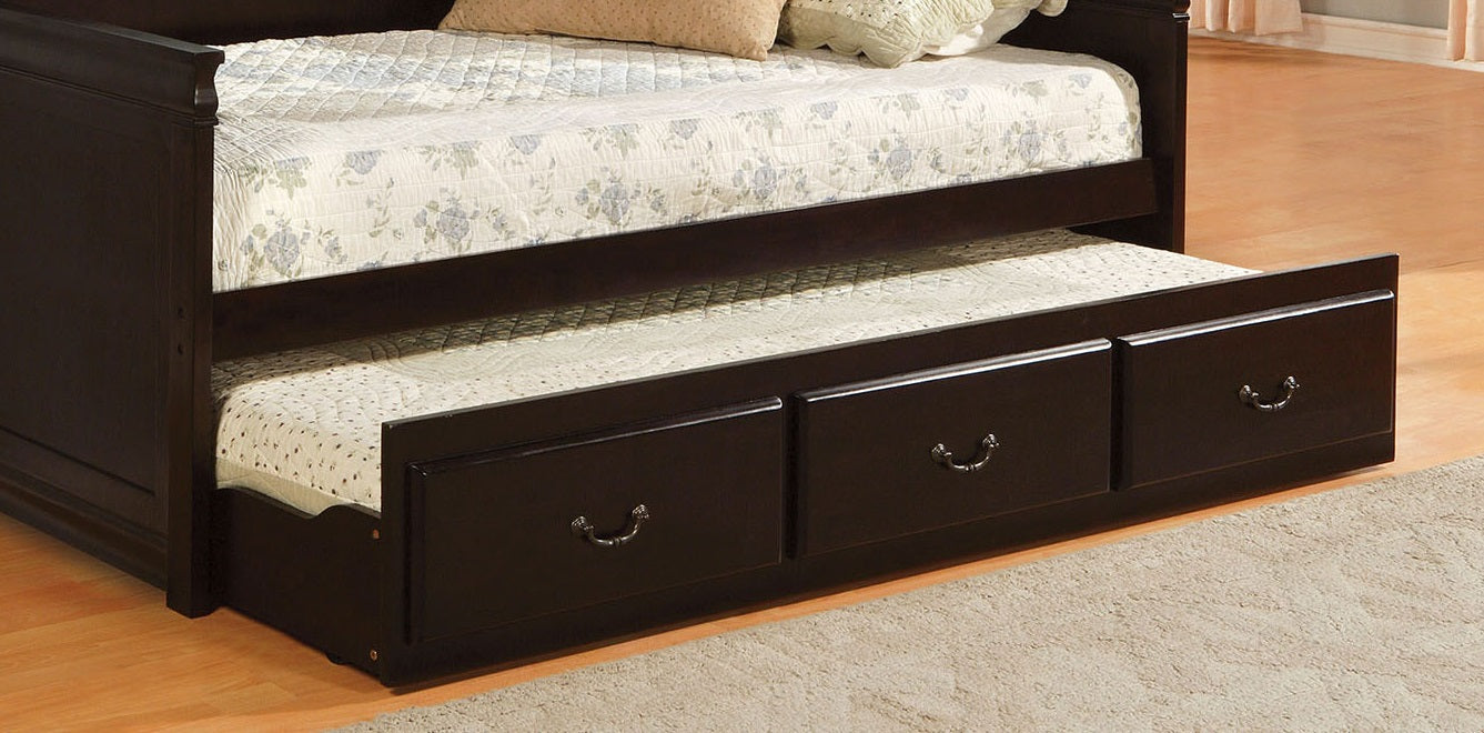 Traditional Style Daybed With Twin Trundle English Style Platform Bed Slat Kit Included Espresso Finish