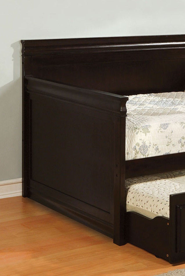 Traditional Style Daybed With Twin Trundle English Style Platform Bed Slat Kit Included Espresso Finish