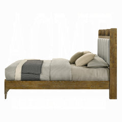 Transitional Brown Finish 1pc Queen Size Bed Upholstered Headboard USB Ports Wooden Bedroom Furniture