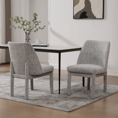 21.46" Wide Modern Minimalist Dining Chair Set Of Two, Chenille Upholstered, Rubberwood Legs, High Curved Backrest, Suitable For Dining Room, Kitchen, Living Room, Bedroom, Apartment, White/Black