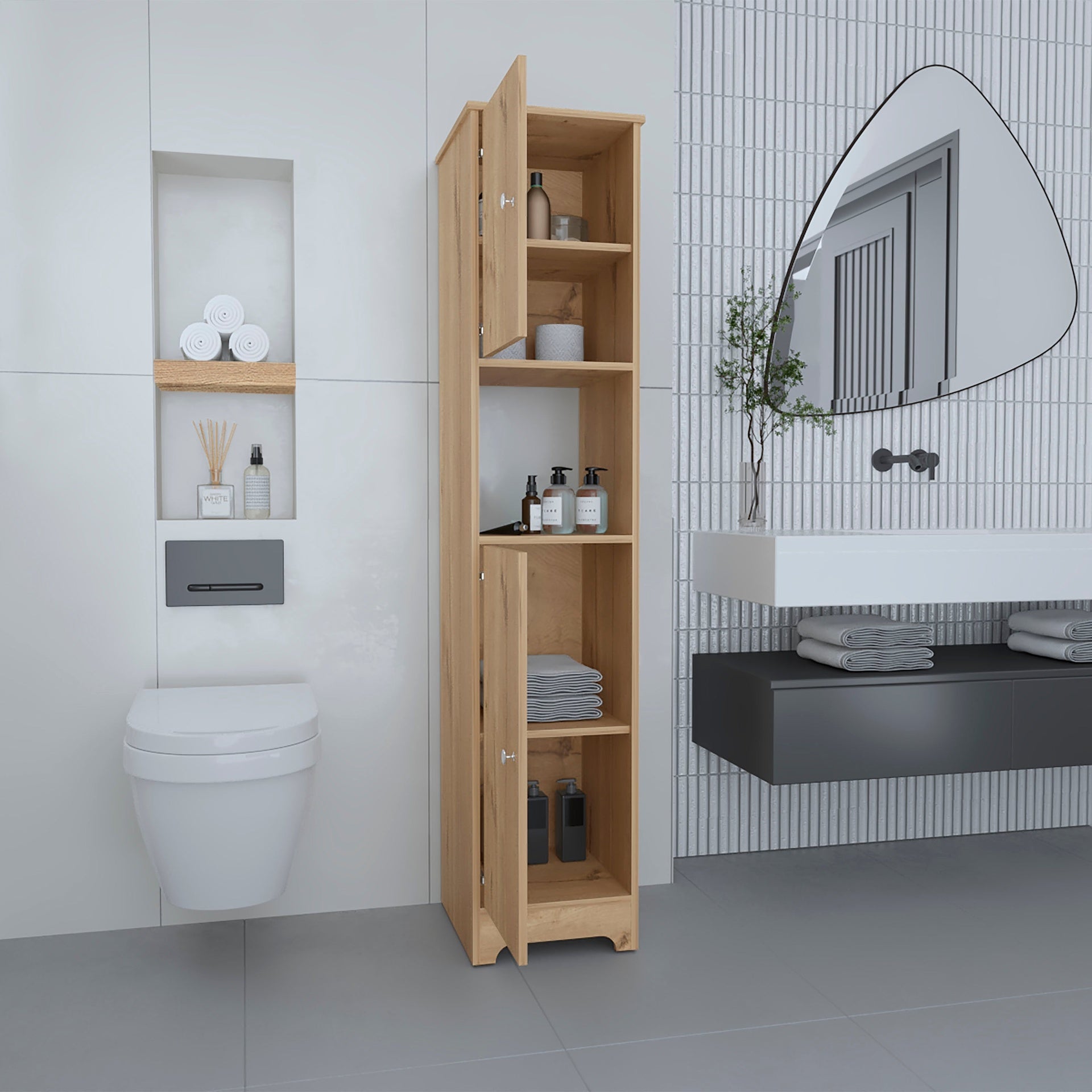 Brighton 1-Shelf Linen Cabinet Light Oak