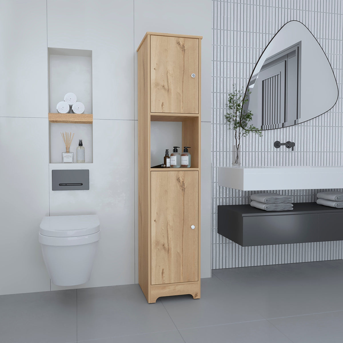 Brighton 1-Shelf Linen Cabinet Light Oak