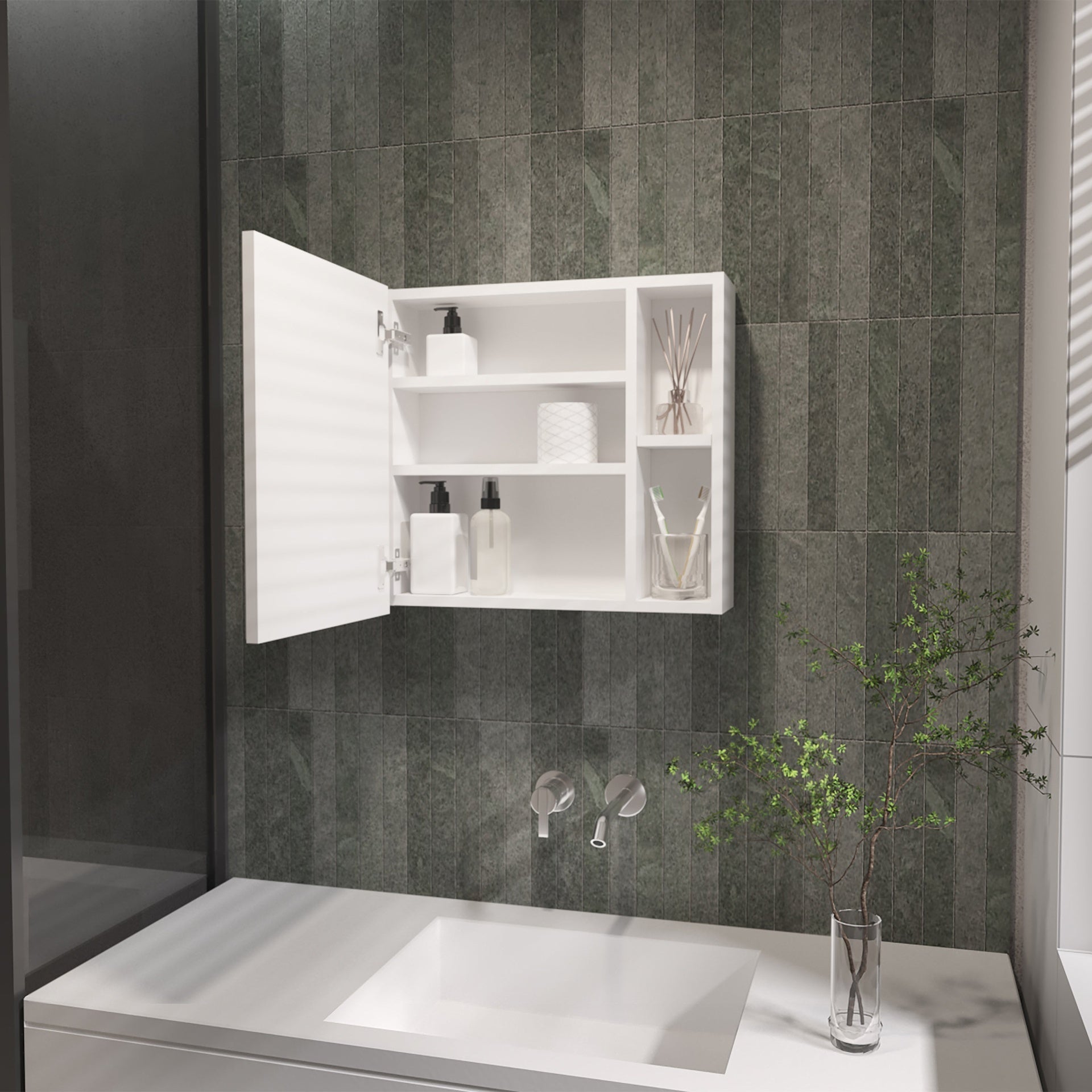 Myrick 2-Shelf Medicine Cabinet with Mirror White