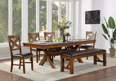 Espresso and Walnut Side Chair with X-Shape Back (Set of 2)