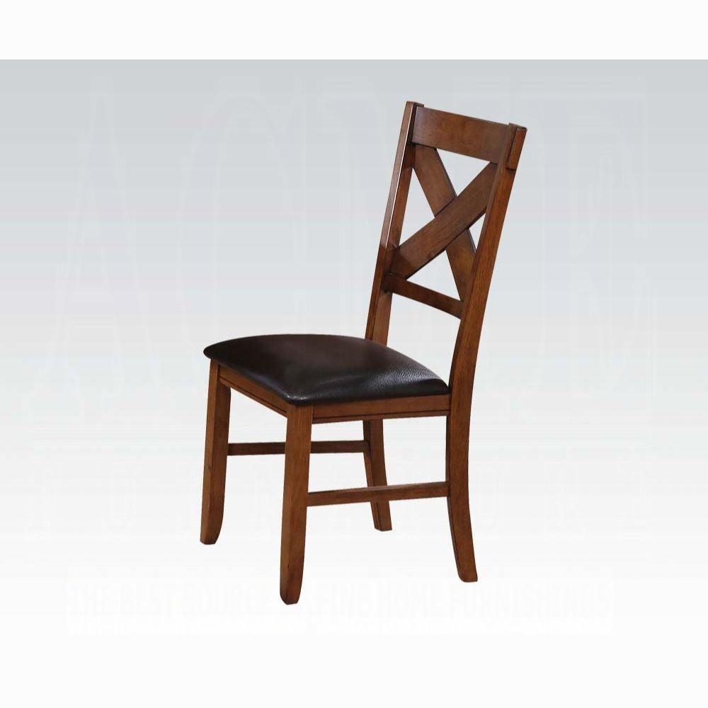 Espresso and Walnut Side Chair with X-Shape Back (Set of 2)