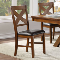 Espresso and Walnut Side Chair with X-Shape Back (Set of 2)