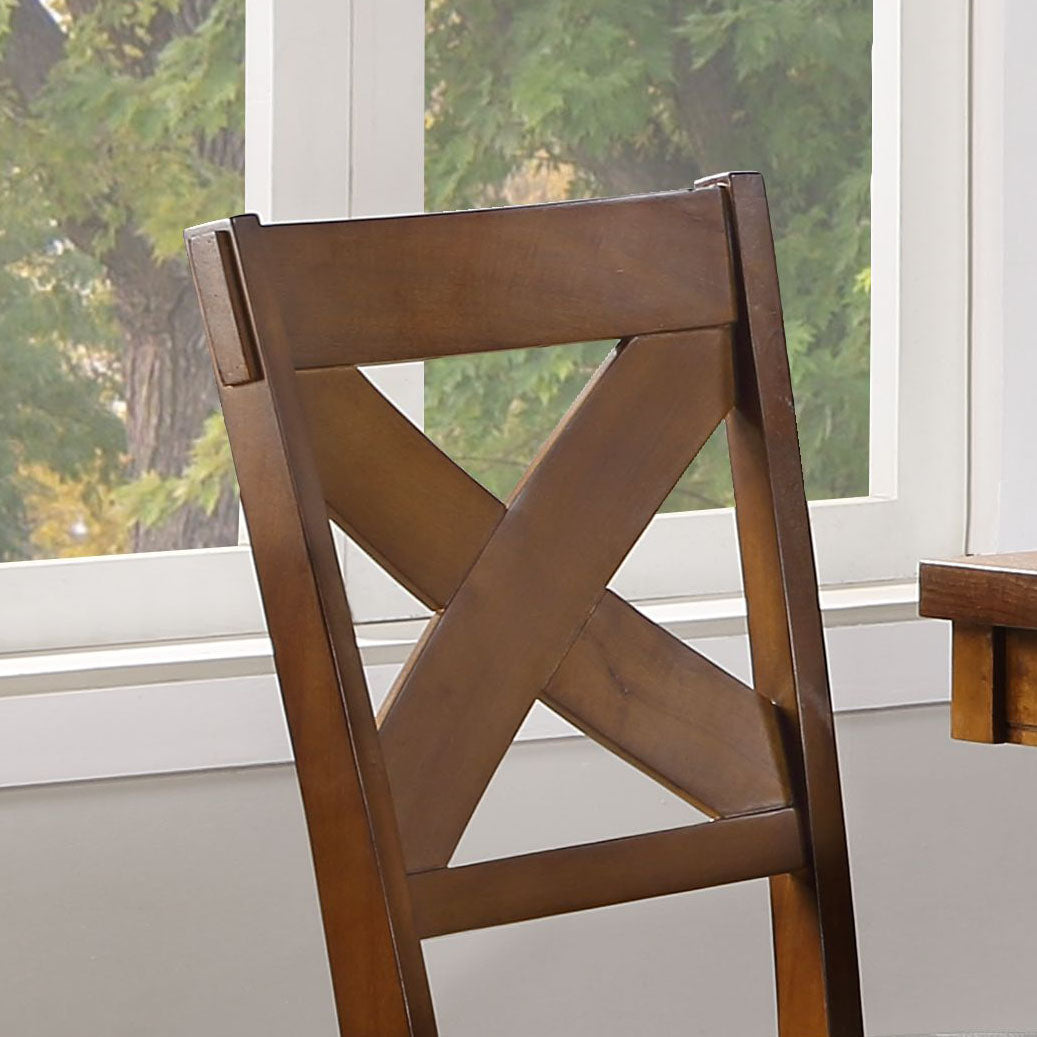 Espresso and Walnut Side Chair with X-Shape Back (Set of 2)