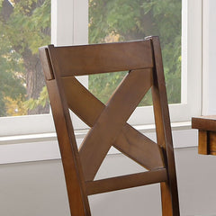 Espresso and Walnut Side Chair with X-Shape Back (Set of 2)