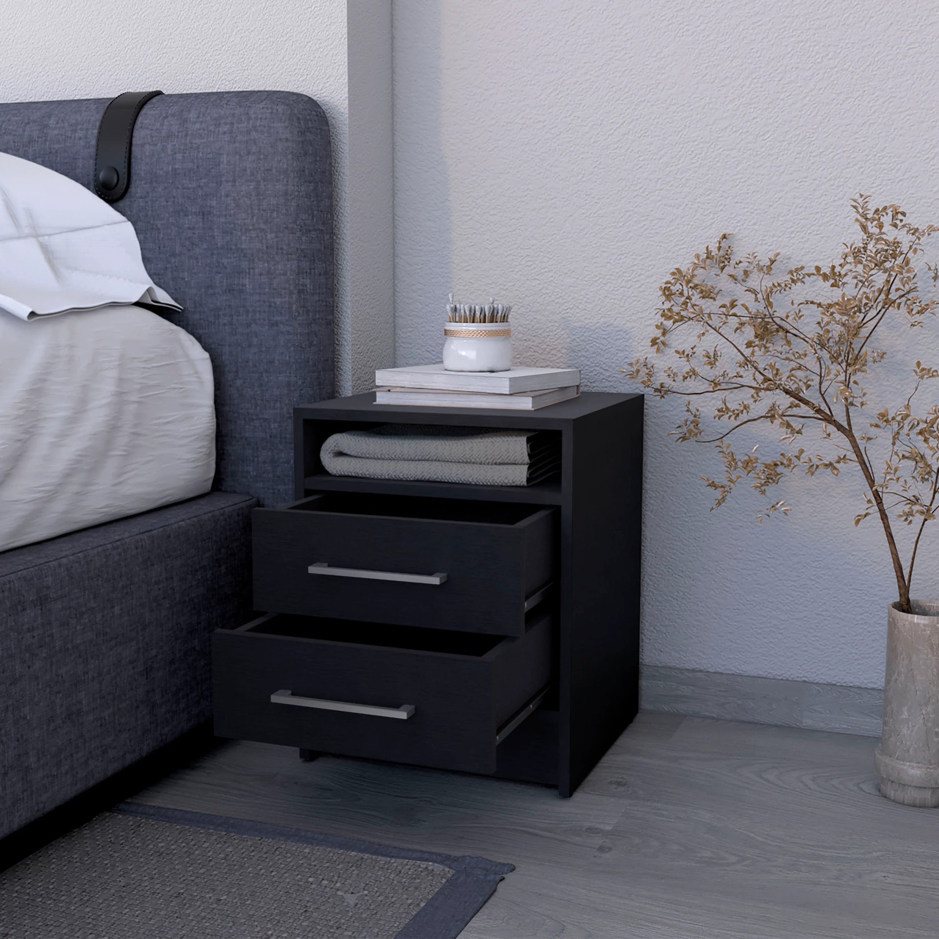 Wenge 2-Drawer Nightstand